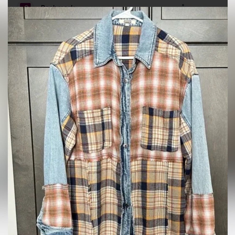Wanted!!!  Gimmicks Pieced Flannel & Chambray Shacket.